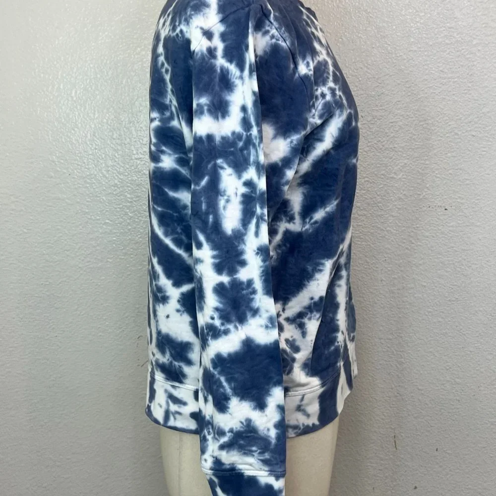 J. Crew‎ White Blue Tie Dye Sweatshirt Size S 100% Cotton